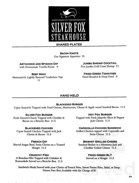 silver fox steakhouse reviews|silver fox restaurant menu.